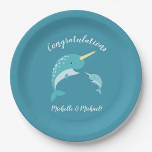 Narwhal Baby Duwer Yellow Gender Neutral Wal Pappteller
