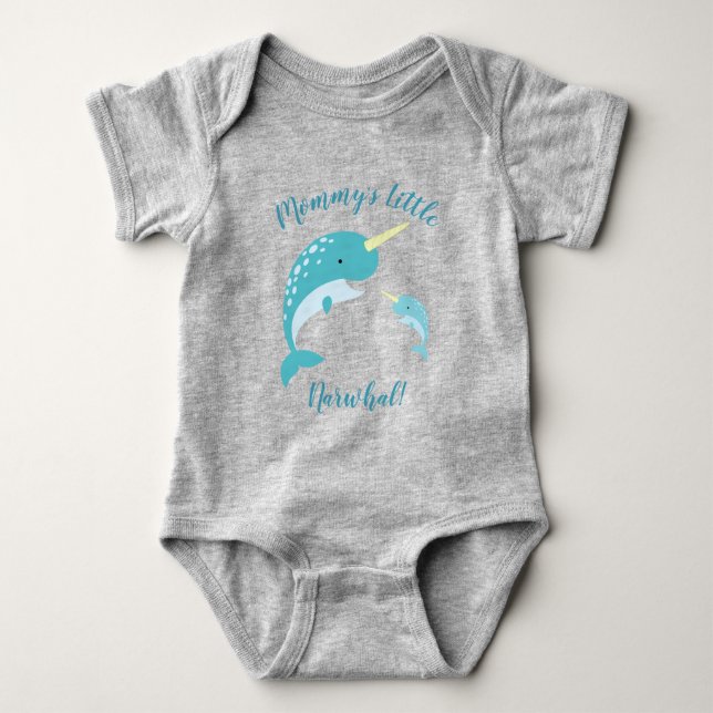 Narwhal Baby Duwer Yellow Gender Neutral Wal Strampler (Vorderseite)