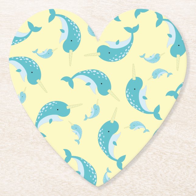 Narwhal Baby Duwer Yellow Gender Neutral Wal Untersetzer (Vorderseite)