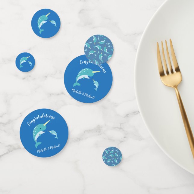 Narwhal Baby Shower Blue Boy Whale Konfetti (Gruppe)