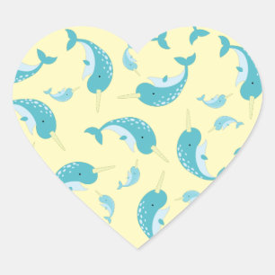 Narwhal Baby Shower Herz-Aufkleber