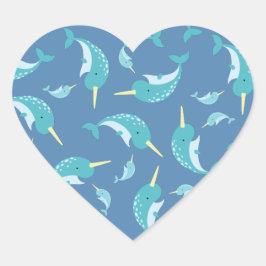 Narwhal Baby Shower Herz-Aufkleber