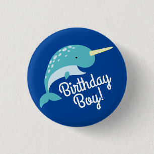 Narwhal Birthday Party Button