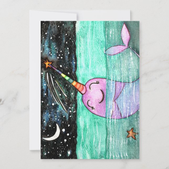 Narwhal Birthday Party Einladung (Vorderseite)