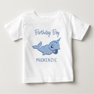 Narwhal Blue Adorable Baby Kawaii Erster Geburts T-shirt