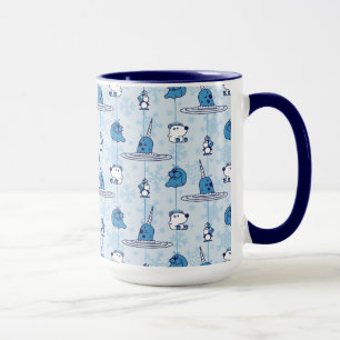 Narwhal Blue Snowflake Pattern Tasse