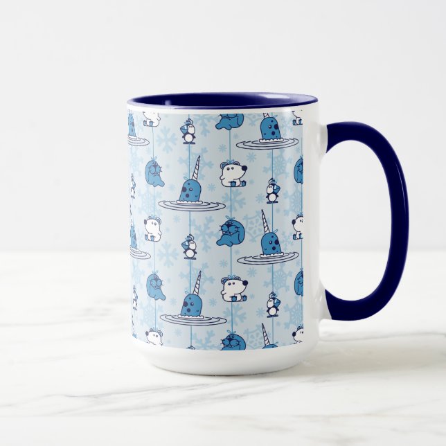 Narwhal Blue Snowflake Pattern Tasse (Rechts)
