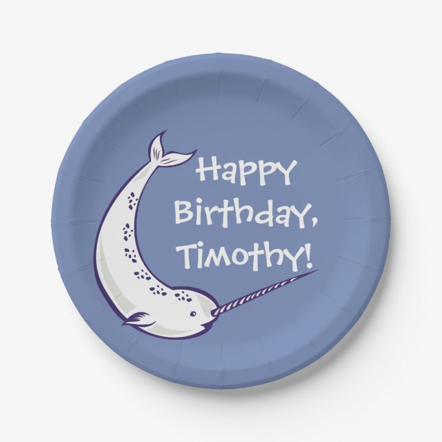 Narwhal Custom Birthday Party Paper Teller (Vorderseite)