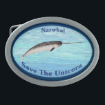 Narwhal - Das Einhorn Gerettet Ovale Gürtelschnalle<br><div class="desc">Der Narwhal (Monodon monoceros) wird oft als "Einhorn des Meeres" bezeichnet, da er durch seine charakteristische Stoßzähne charakterisiert ist; eigentlich ein sehr ausgedehnter Hundezahn. Während des Mittelalters glauben einige Europäer, dass die von den grönländischen Nordstaaten geernteten Narwhal-Stoßzähne tatsächlich Unicorn-Hörner waren. Sie waren mehr wert als ihr Gewicht in Gold. Der...</div>