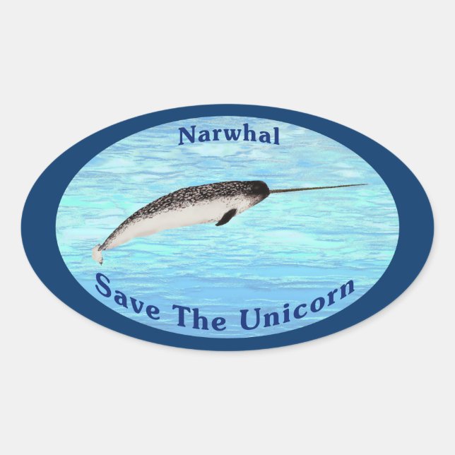 Narwhal - Das Einhorn Gerettet Ovaler Aufkleber (Vorderseite)