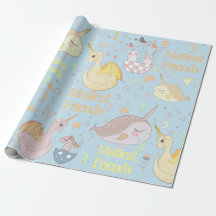 Narwhal, Drache-Pastellbaby-Blau personalisiert
