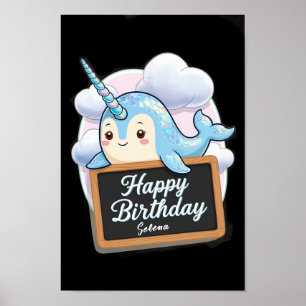 Narwhal hält die Tafel auf Poster