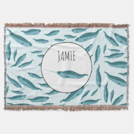 Narwhal im Muster des blauen Ozeans Decke
