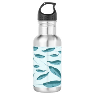 Narwhal im Muster des blauen Ozeans Edelstahlflasche