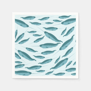 Narwhal im Muster des blauen Ozeans Serviette