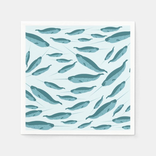 Narwhal im Muster des blauen Ozeans Serviette (Vorderseite)