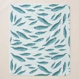 Narwhal im Muster des blauen Ozeans Sherpadecke