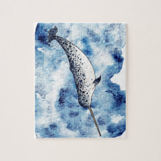 Narwhal in einem Spritzen der Wasserfarbe