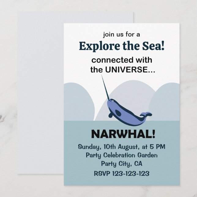 Narwhal ist mit dem Universum Narwhal verbunden Einladung (Vorne/Hinten)