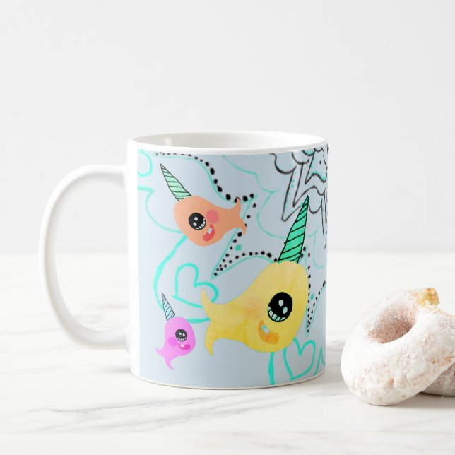 Narwhal Kaffee-Tee-Tassen-Schale Kaffeetasse (Mit Donut)