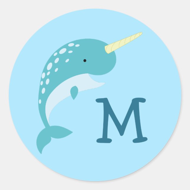 Narwhal Kid Niedlich Whalname Umschlag Aufkleber A (Vorderseite)