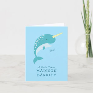 Narwhal Kid's mignon baleine Cartes stationnaires
