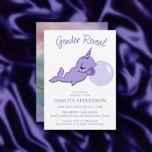 Narwhal Lila   Lilac Magical Sea Bubble Gum Einladung