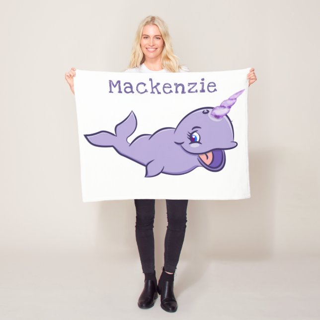Narwhal Lila | Lilac Magical Sea Unicorn Custom Fleecedecke (Beispiel)