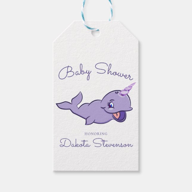 Narwhal Lila | Lilac Magical Sea Unicorn Dusche Geschenkanhänger (Vorderseite)