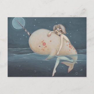 Narwhal lowbrow gothic art postcard postkarte