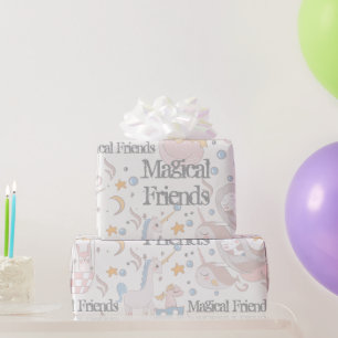 Narwhal Mermaid Unicorn Dragon Pastel Personalisie Geschenkpapier