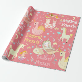 Narwhal Mermaid Unicorn Dragon Whimsical Custom Geschenkpapier