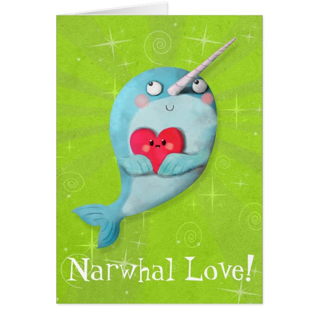 Narwhal mignon avec le coeur (Devant)