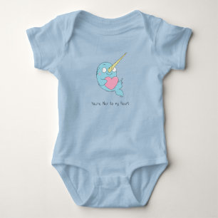 Narwhal mit Heart Baby Bodysuit Blue Strampler