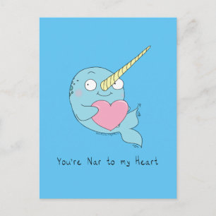 Narwhal mit Herz-Liebe Postkarte