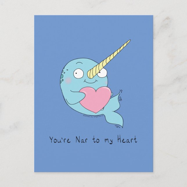 Narwhal mit Herz-Liebe Postkarte (Vorderseite)