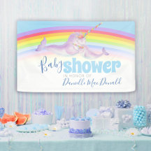 Narwhal Mutter Wasserfarbe Regenbogenbaby Dusche