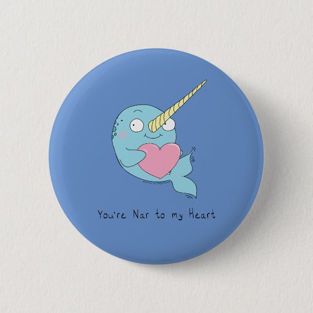 Narwhal Niedlich Kids Cartoon Button (Vorderseite)