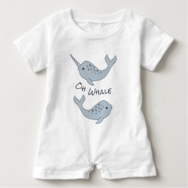 Narwhal Oh Whale Baby Bodysuit (dunkler Text) Strampler