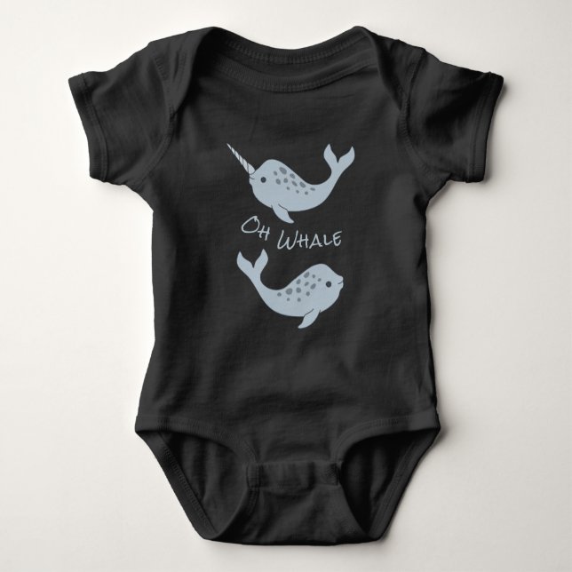 Narwhal Oh Whale Baby Bodysuit (Light Text) Strampler (Vorderseite)