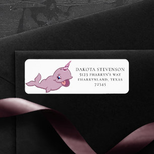 Narwhal Pink Girly Kawaii Chibi Cartoon Anschrif