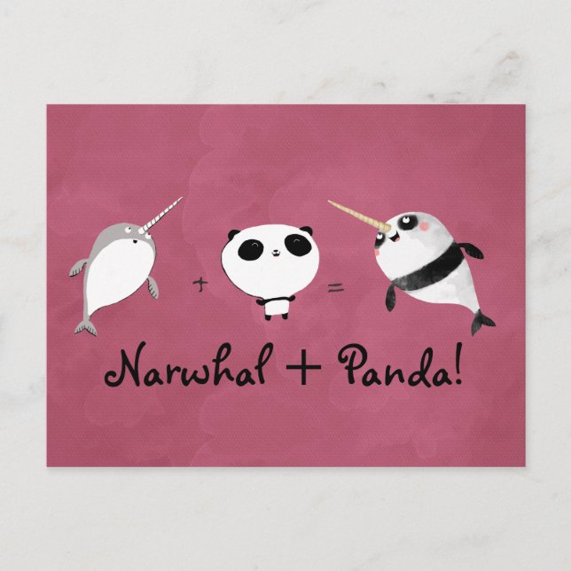 Narwhal plus Panda! Postkarte (Vorderseite)
