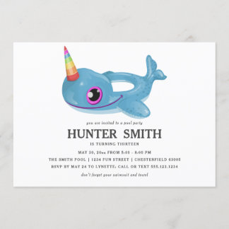 Narwhal Pool Float Birthday Pool Party Einladung