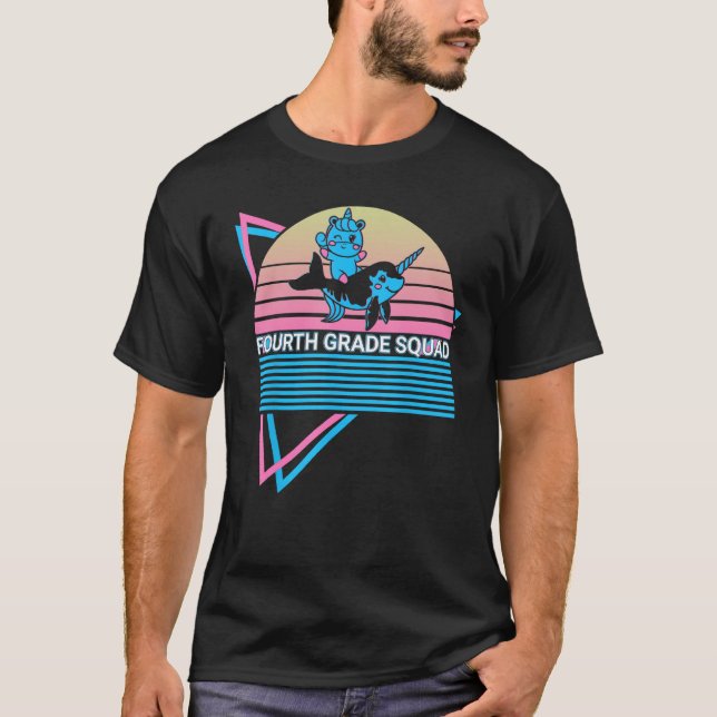 Narwhal Retro Fourth Grade Squad T-Shirt (Vorderseite)
