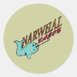 Narwhal Speck-Retro Logo Runder Aufkleber