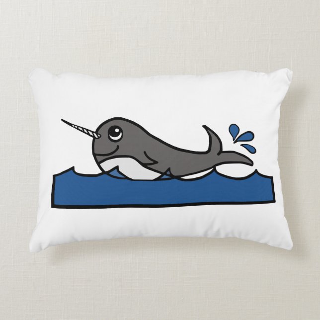 Narwhal Splash Dekokissen (Vorderseite)