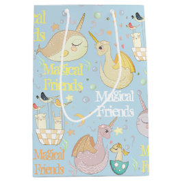 Narwhal und Drache-Freund-Baby-Blau-Gewohnheit Mittlere Geschenktüte