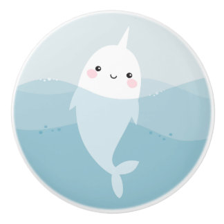 Narwhal und Wellen-Türknauf Keramikknauf
