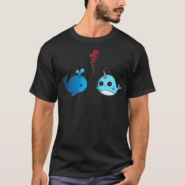 Narwhal und Whale Multikulturelle Interraziale Rom T-Shirt (Vorderseite)