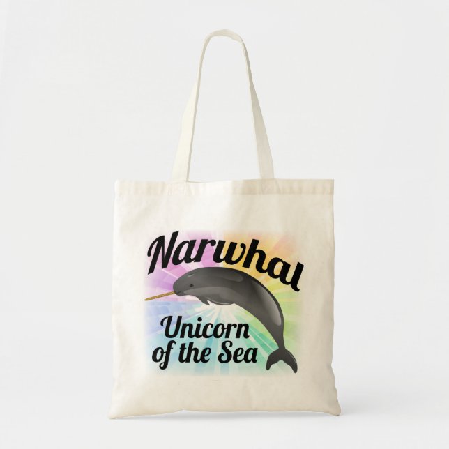 Narwhal Unicorn des Meeres, niedlicher Regenbogen Tragetasche (Vorne)